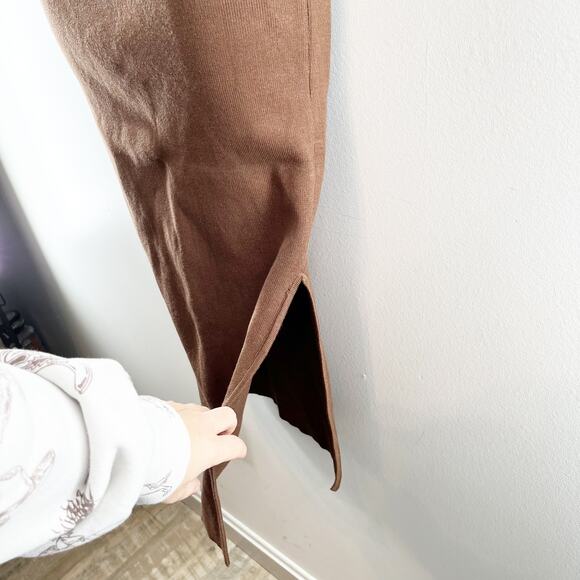 Miou Muse Knit Set Cropped Corset Top High Rise Midi Skirt Brown Small - Picture 7 of 8